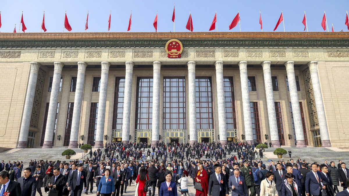 Delegates leaving the Great Hall. Photo: CGTN